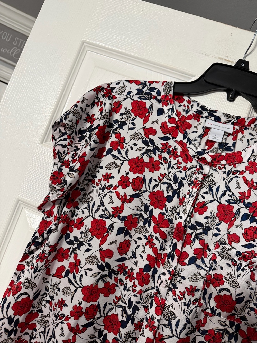 Liz Claiborne Cap Sleeve Floral Print Blouse - Picture 5 of 15